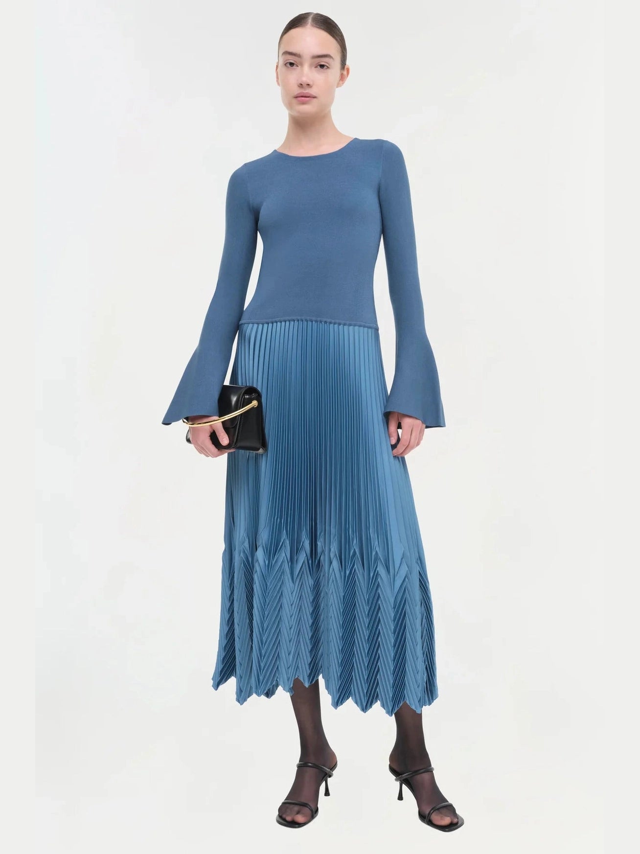 Damoni midi dress with chevron pleating