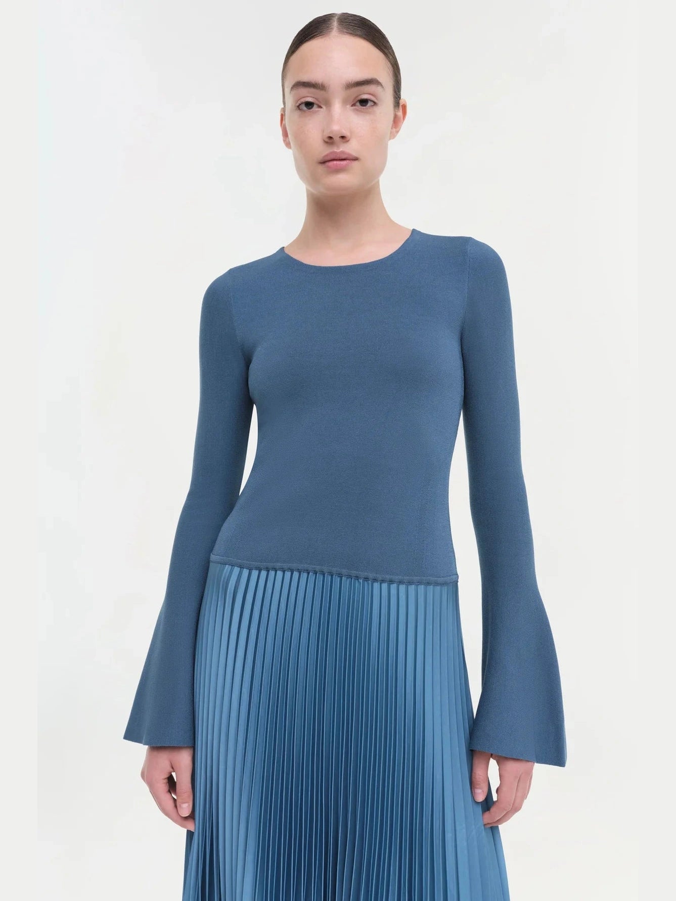 Damoni midi dress with chevron pleating