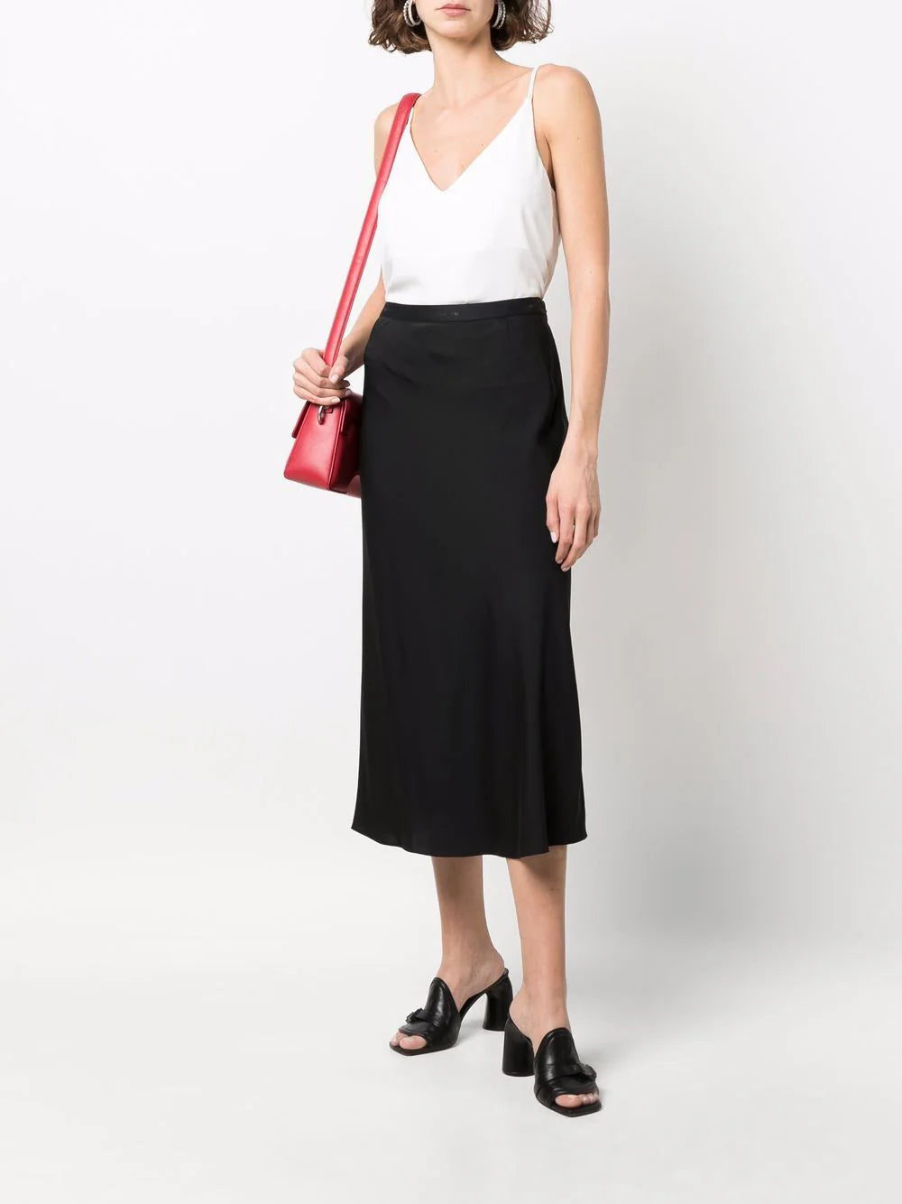 Logo-waistband midi skirt