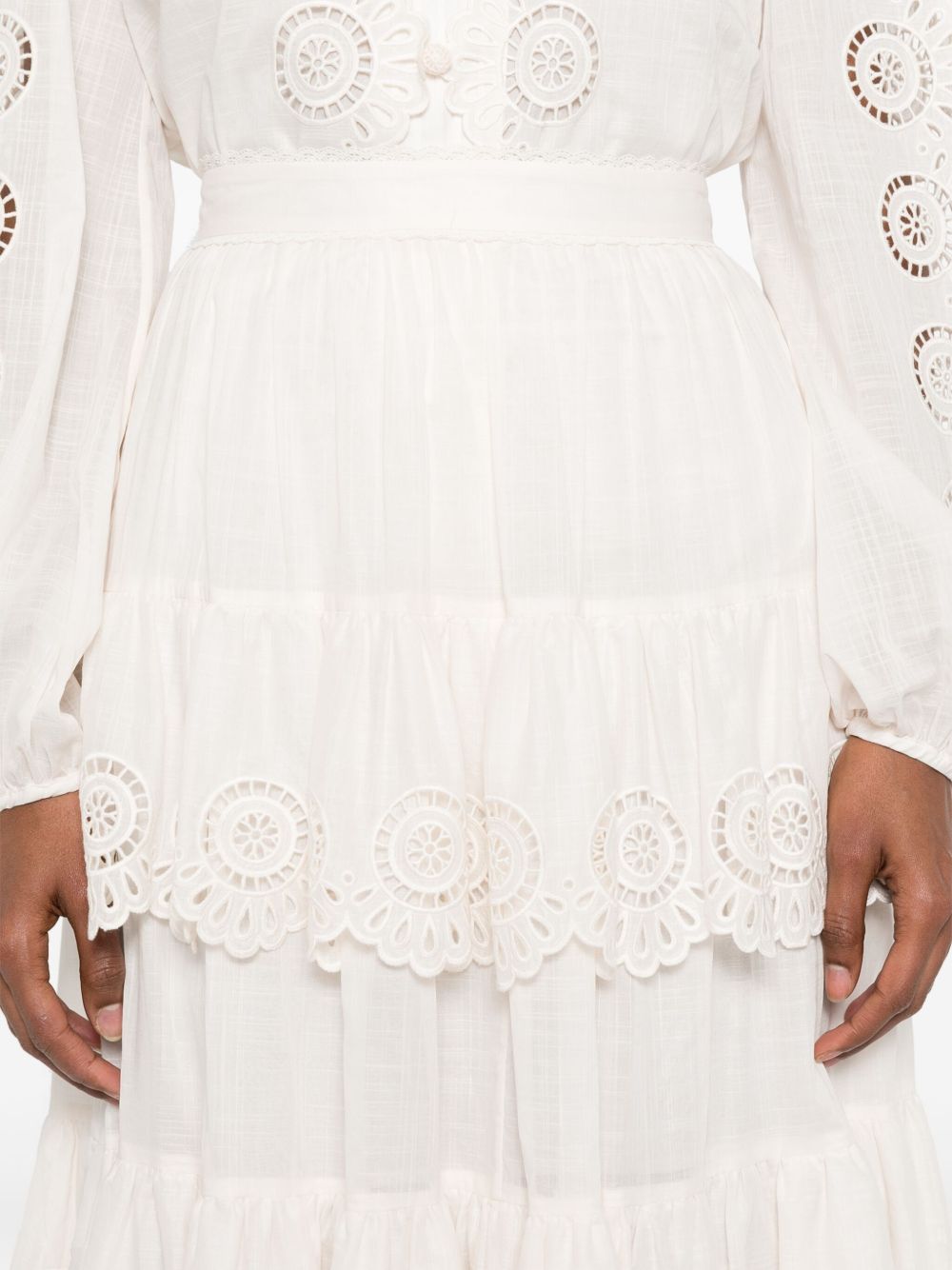 LUCKY EMBROIDERED MIDI SKIRT
