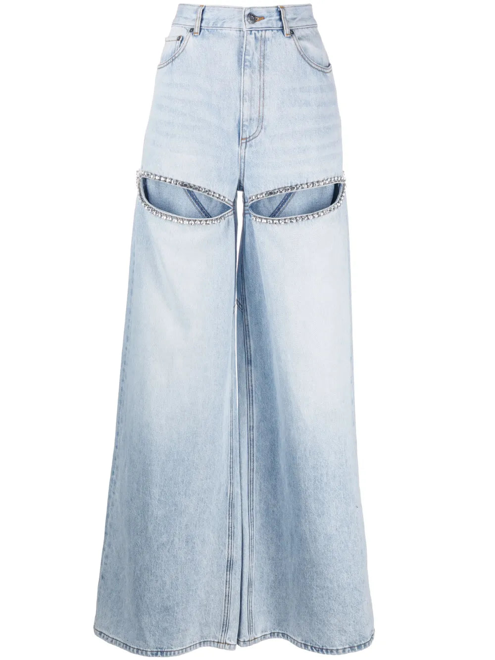 WIDE LEG CRYSTAL SLIT JEAN