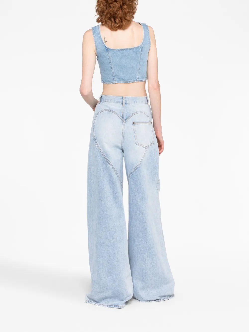 WIDE LEG CRYSTAL SLIT JEAN