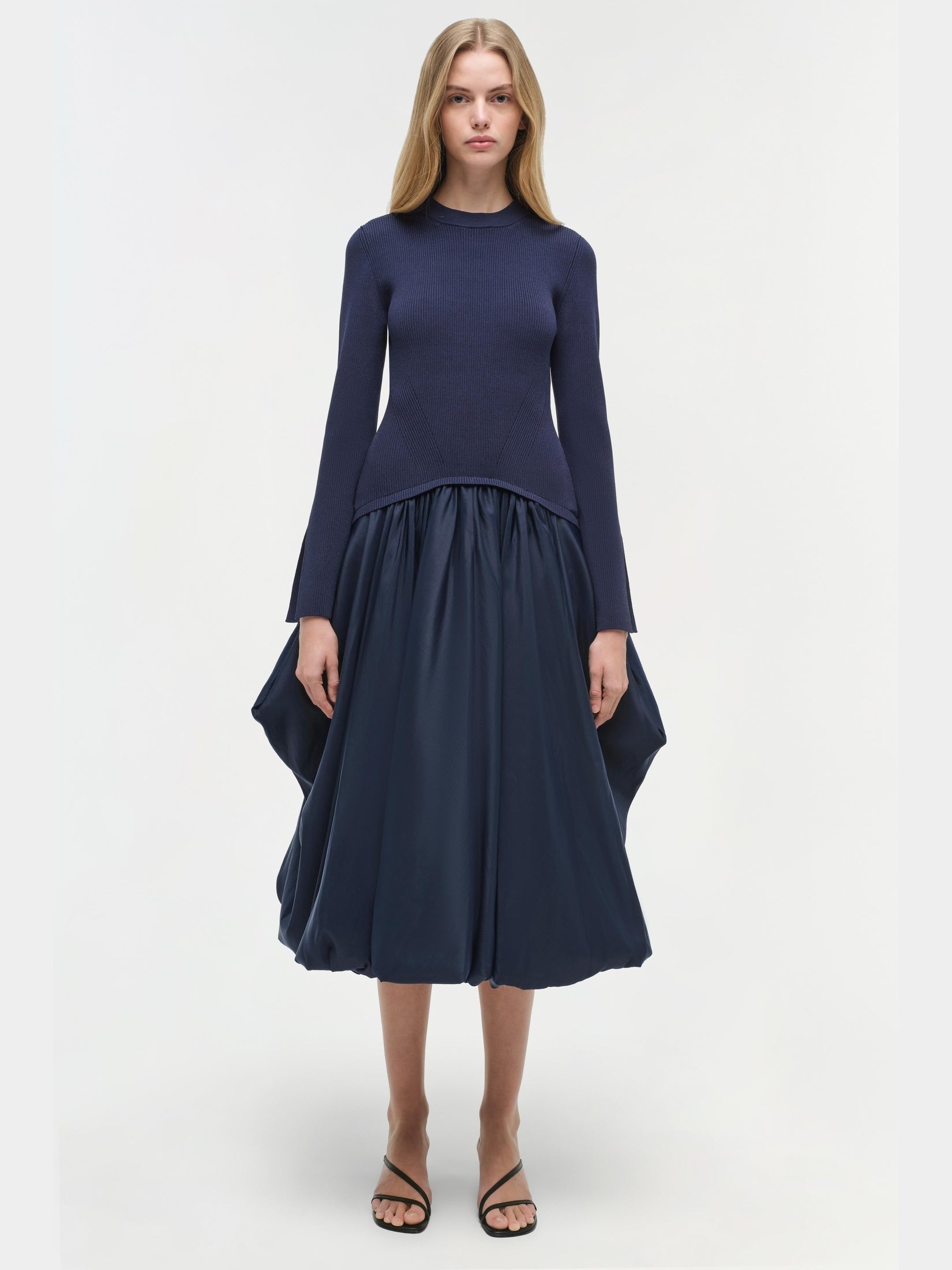 Kenlie Taffeta Knit Midi Dress