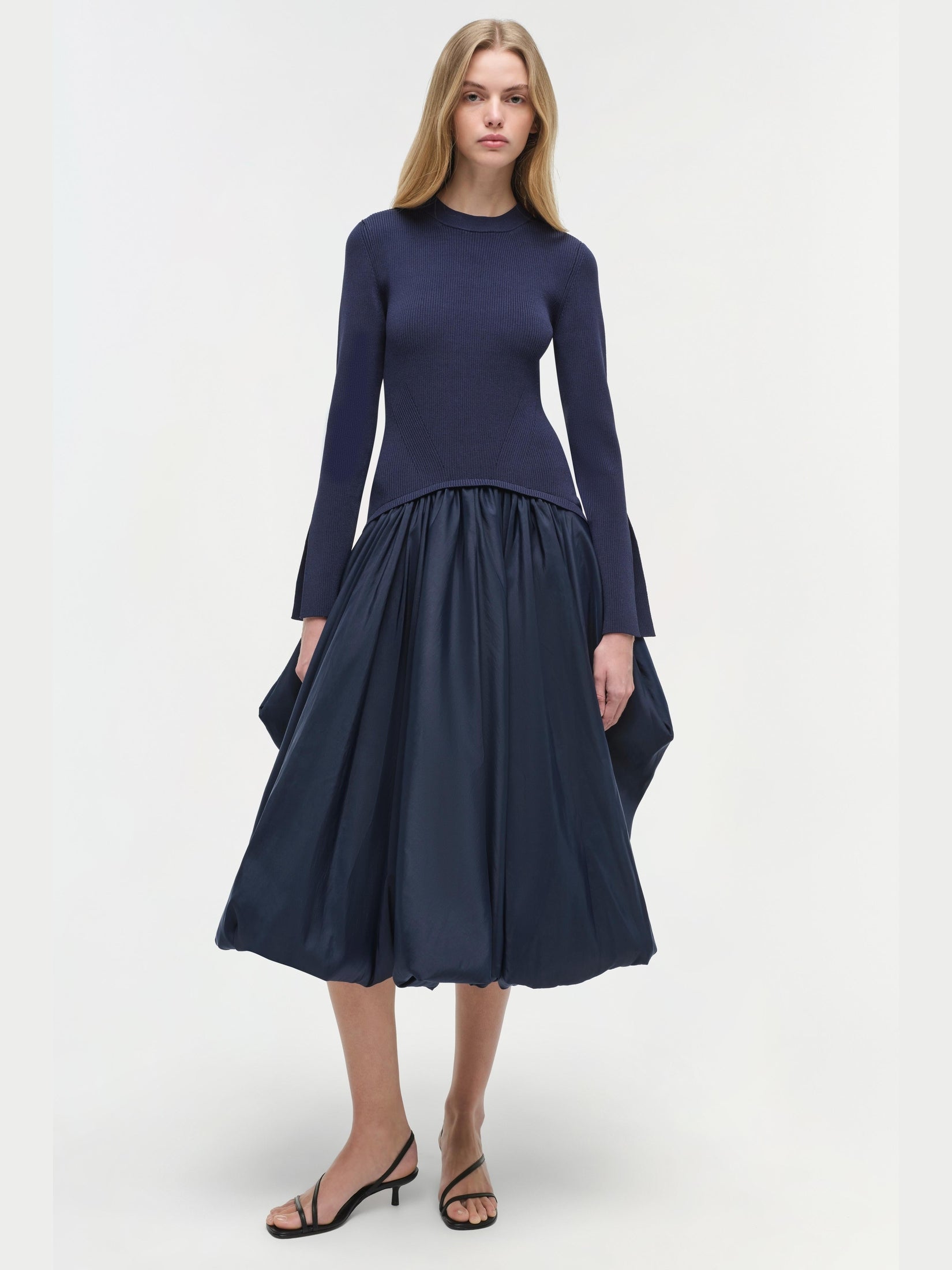 Kenlie Taffeta Knit Midi Dress