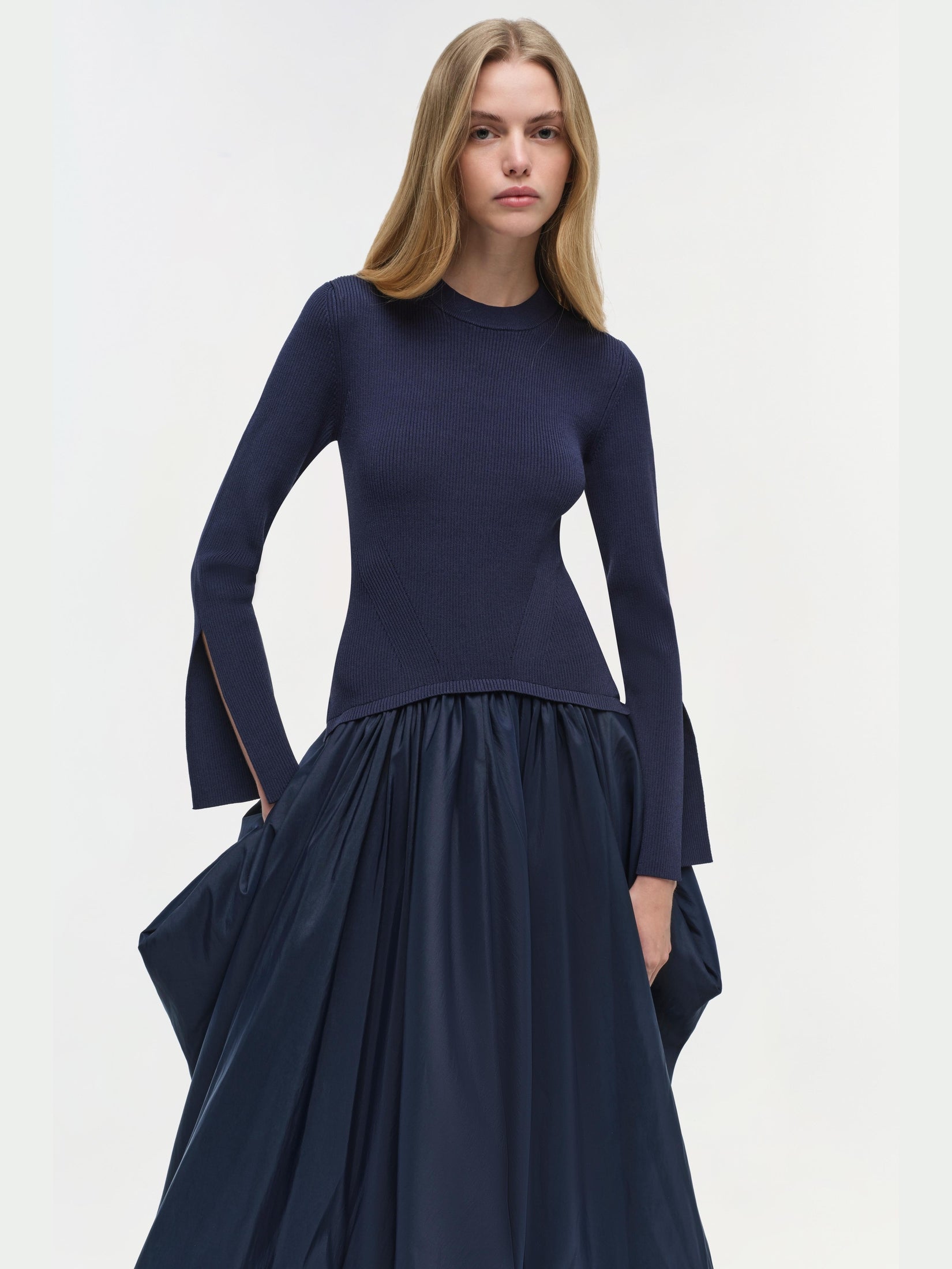 Kenlie Taffeta Knit Midi Dress