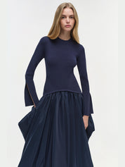 Kenlie Taffeta Knit Midi Dress