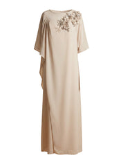 Pink Floral Hand-Embroidered Two-Layer Dress