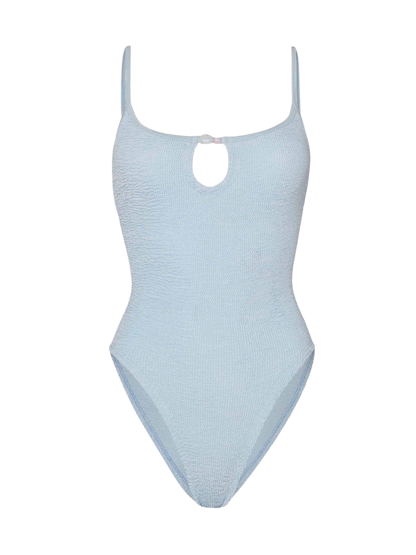 Mia beaded swim - m metallic crinkle metallic ice blue