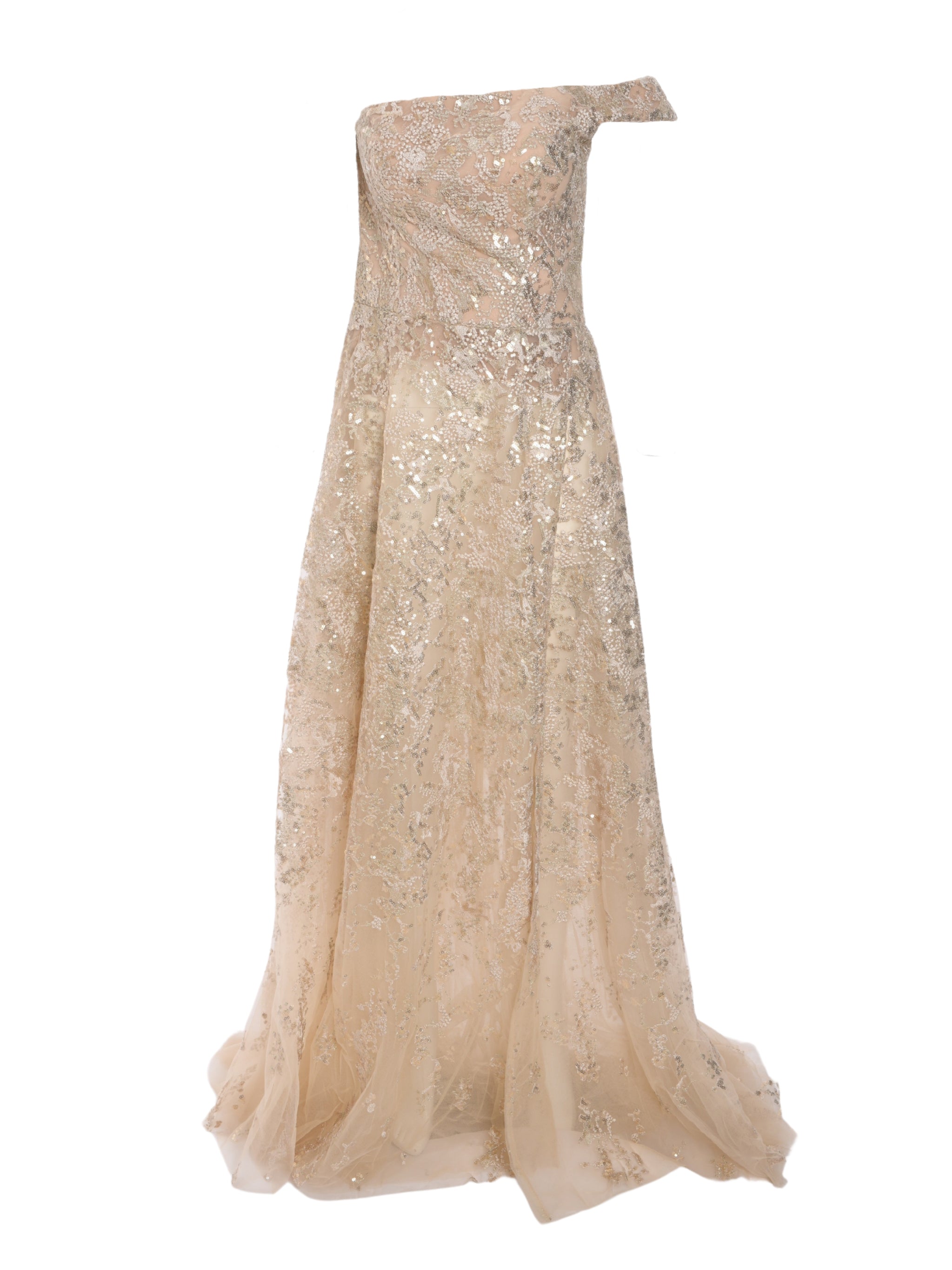 OFF-SHOULDER LONG EMBROIDERED DRESS