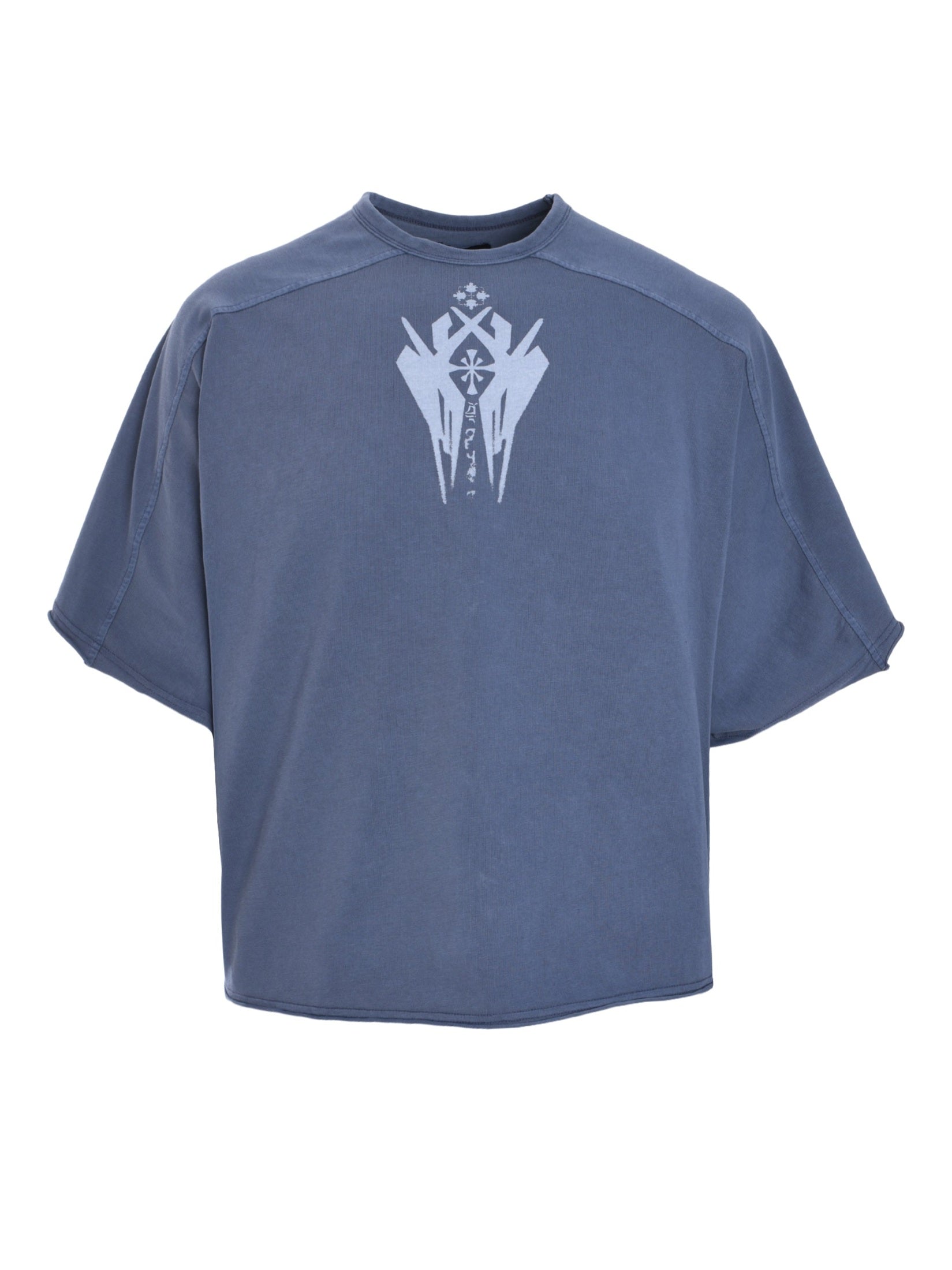 Cross symbol washed raglan t-shirt