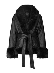 Faux fur leather jacket