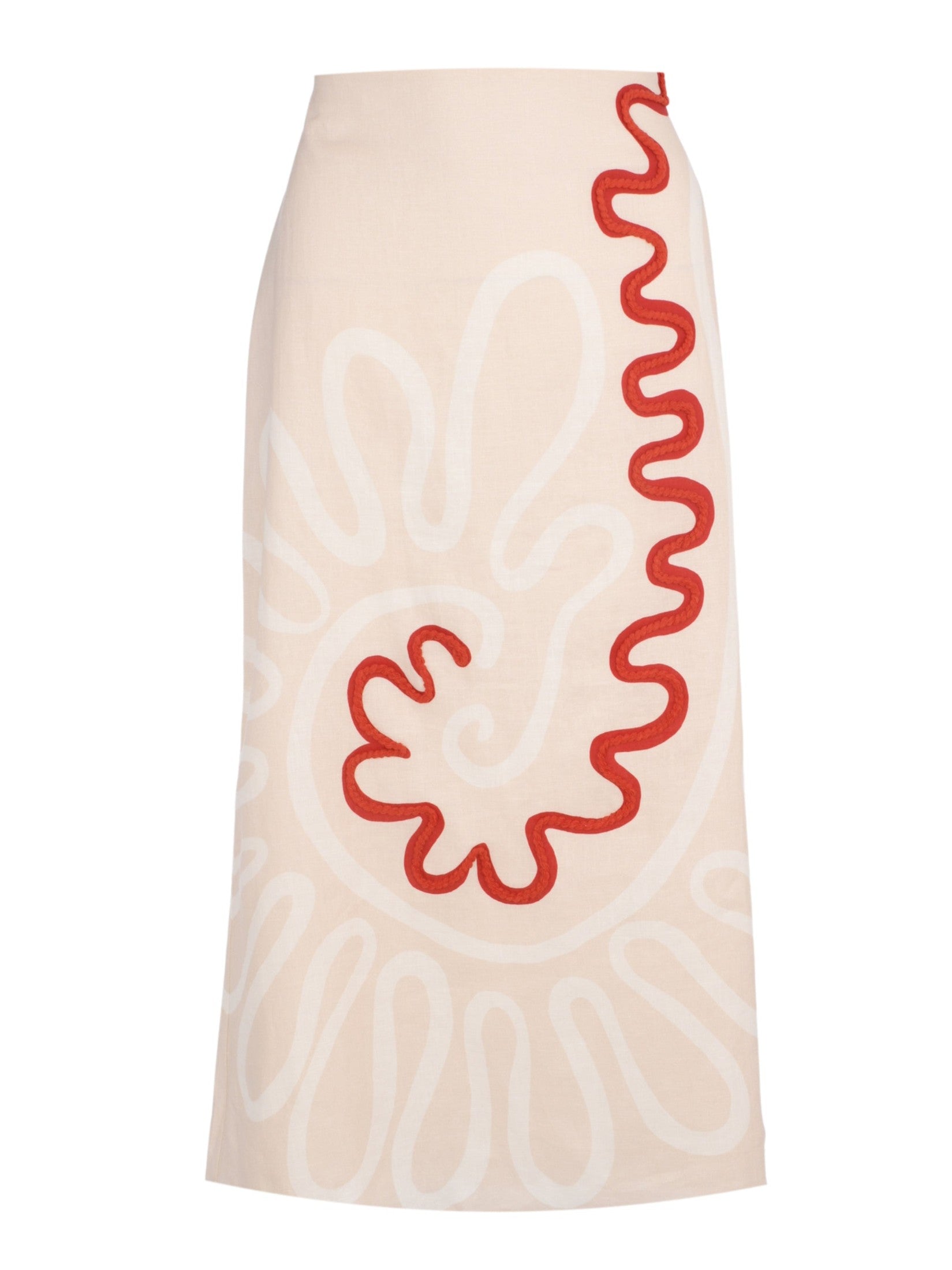 High waisted a-line midi skirt with zipper closure