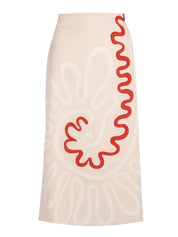 High waisted a-line midi skirt with zipper closure