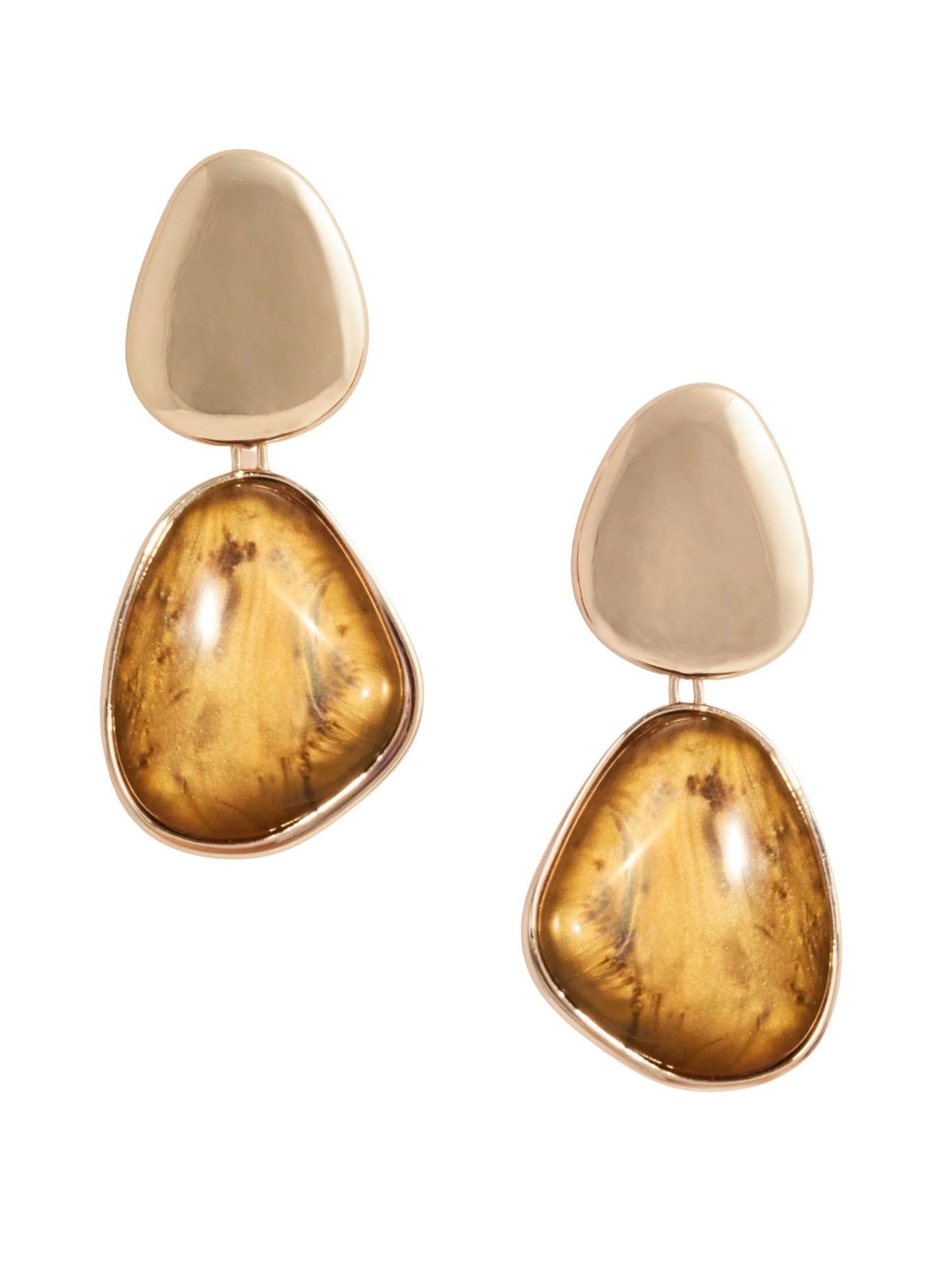 Gold tiger eye tiered earrings