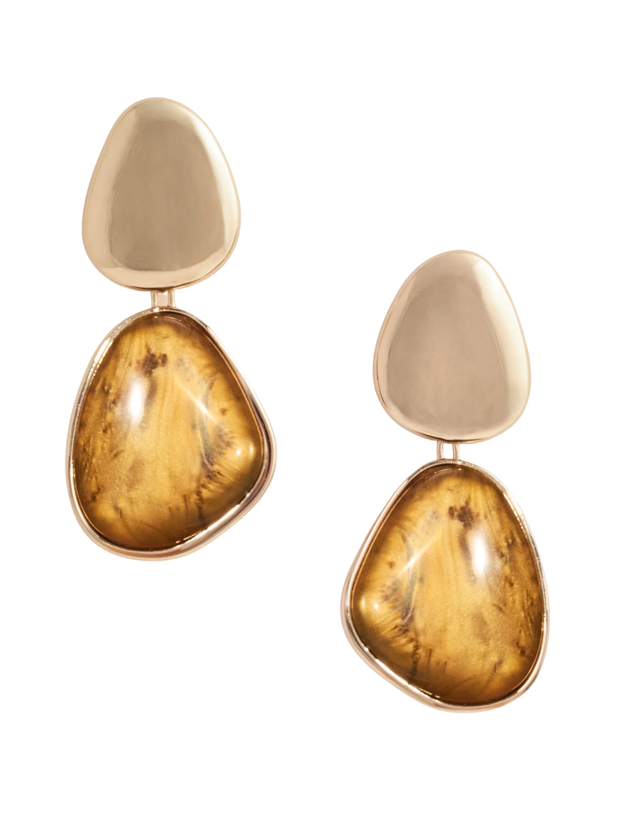 Gold Tiger Eye Tiered Earrings