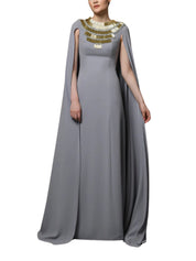 CREPE DRESS WITH EMBROIDERED NECKLINE