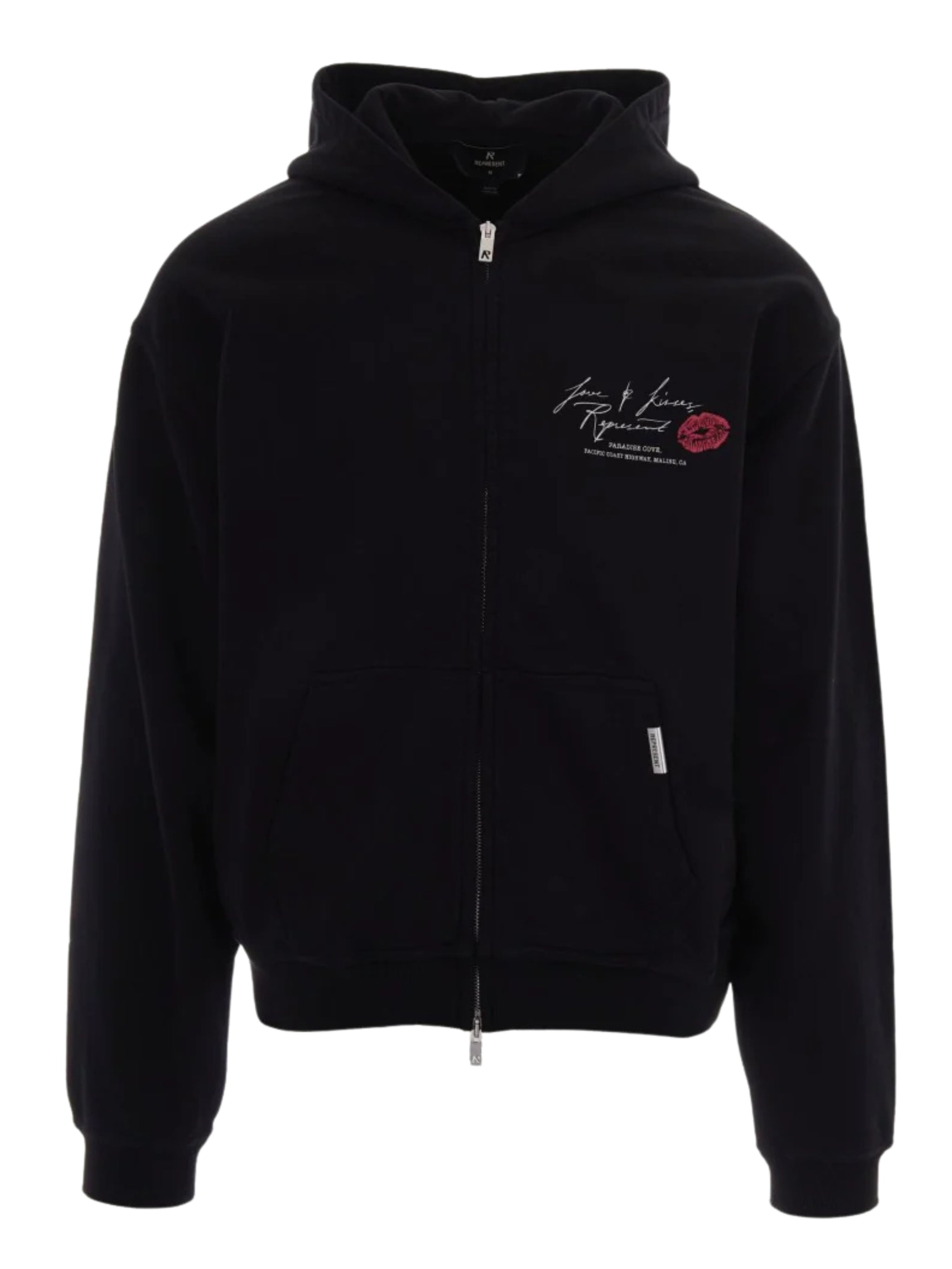 Love and kisses zip through hoodie