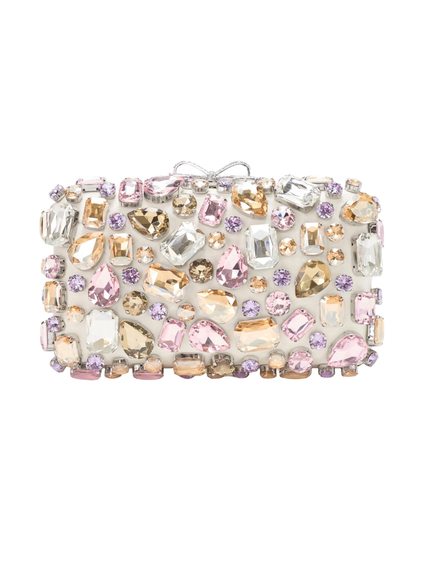 Multi crystal embellished clutch bag