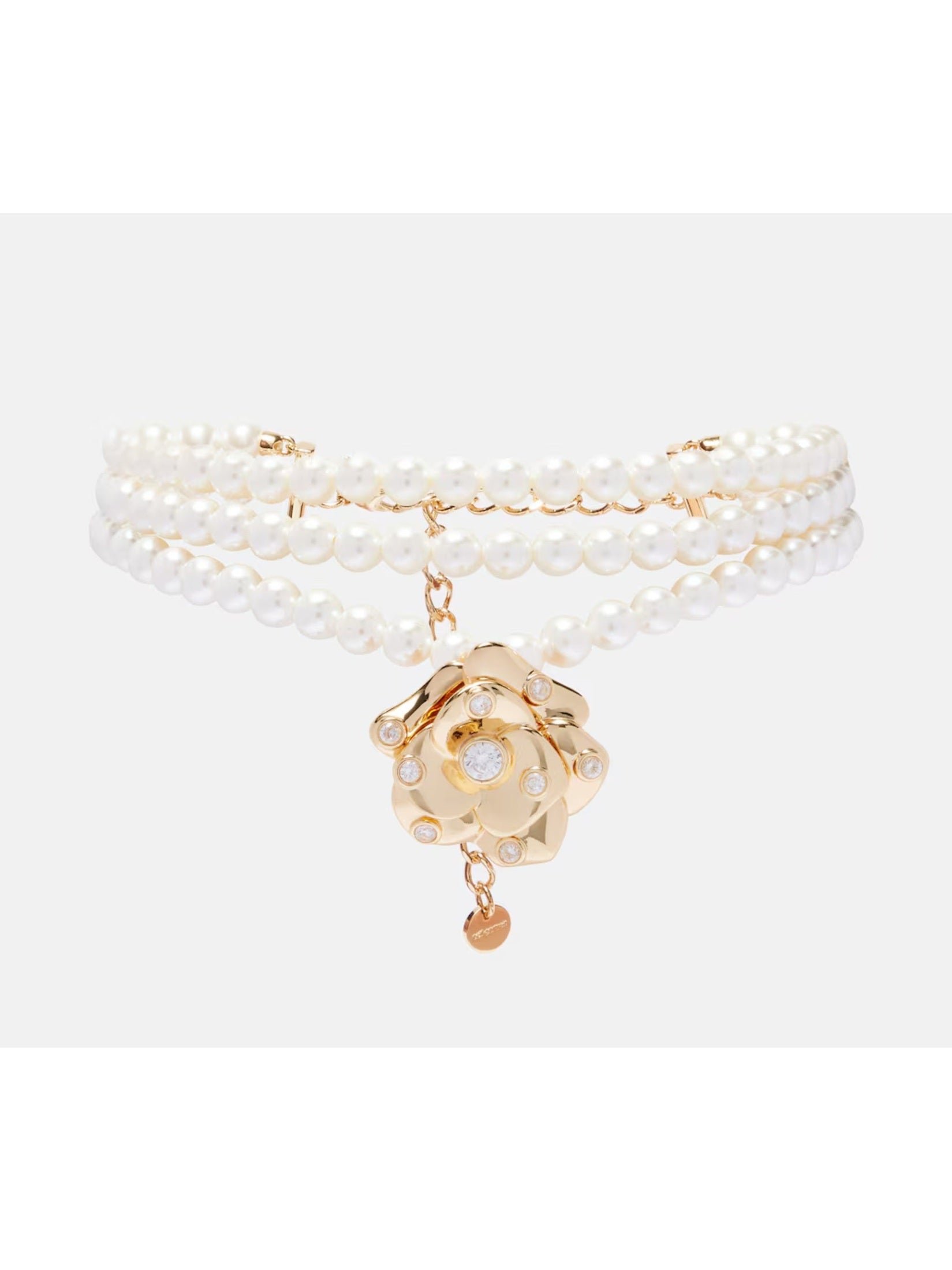 Gold flower pearl choker