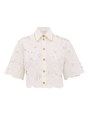 Mahon embroidered crop shirt