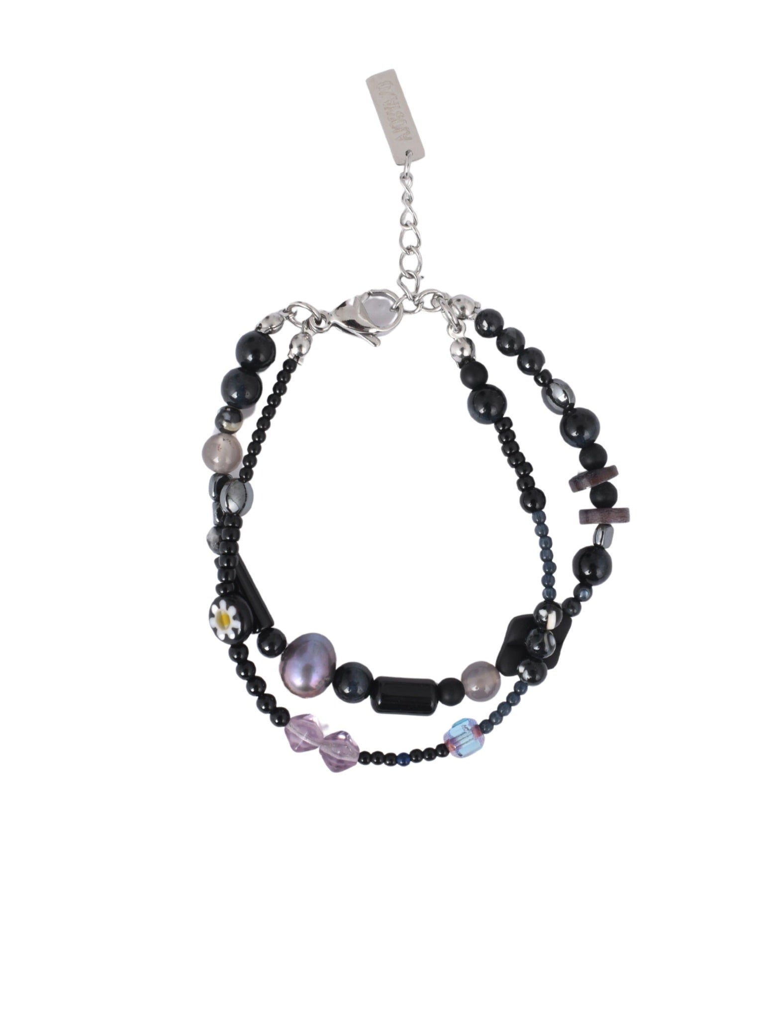Black light beads layered bracelet