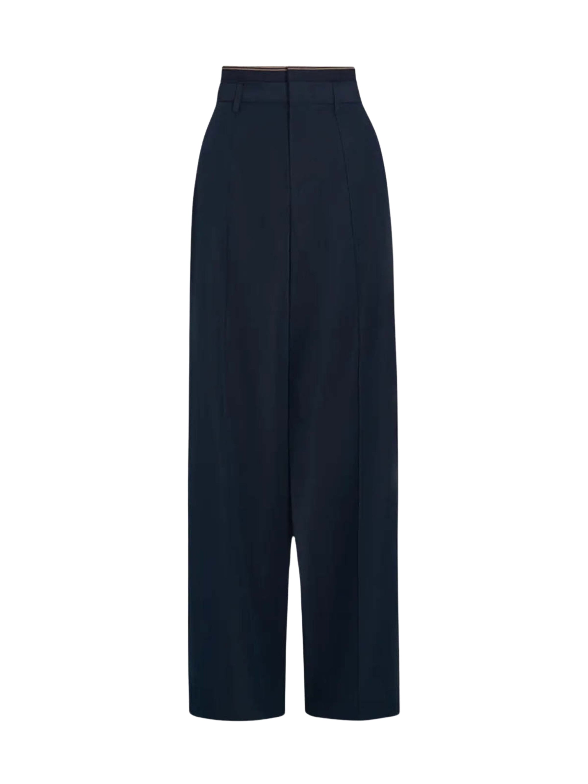 HIGH WAIST RIB TRIM TROUSER