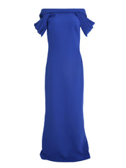 RIVA CAP SLEEVE COLUMN GOWN WITH SCULPTURAL DRAPING