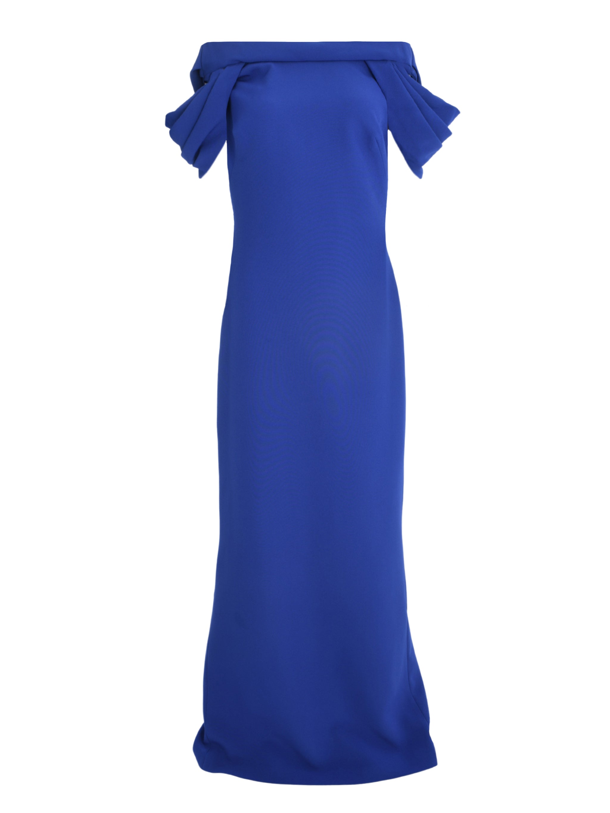 RIVA CAP SLEEVE COLUMN GOWN WITH SCULPTURAL DRAPING