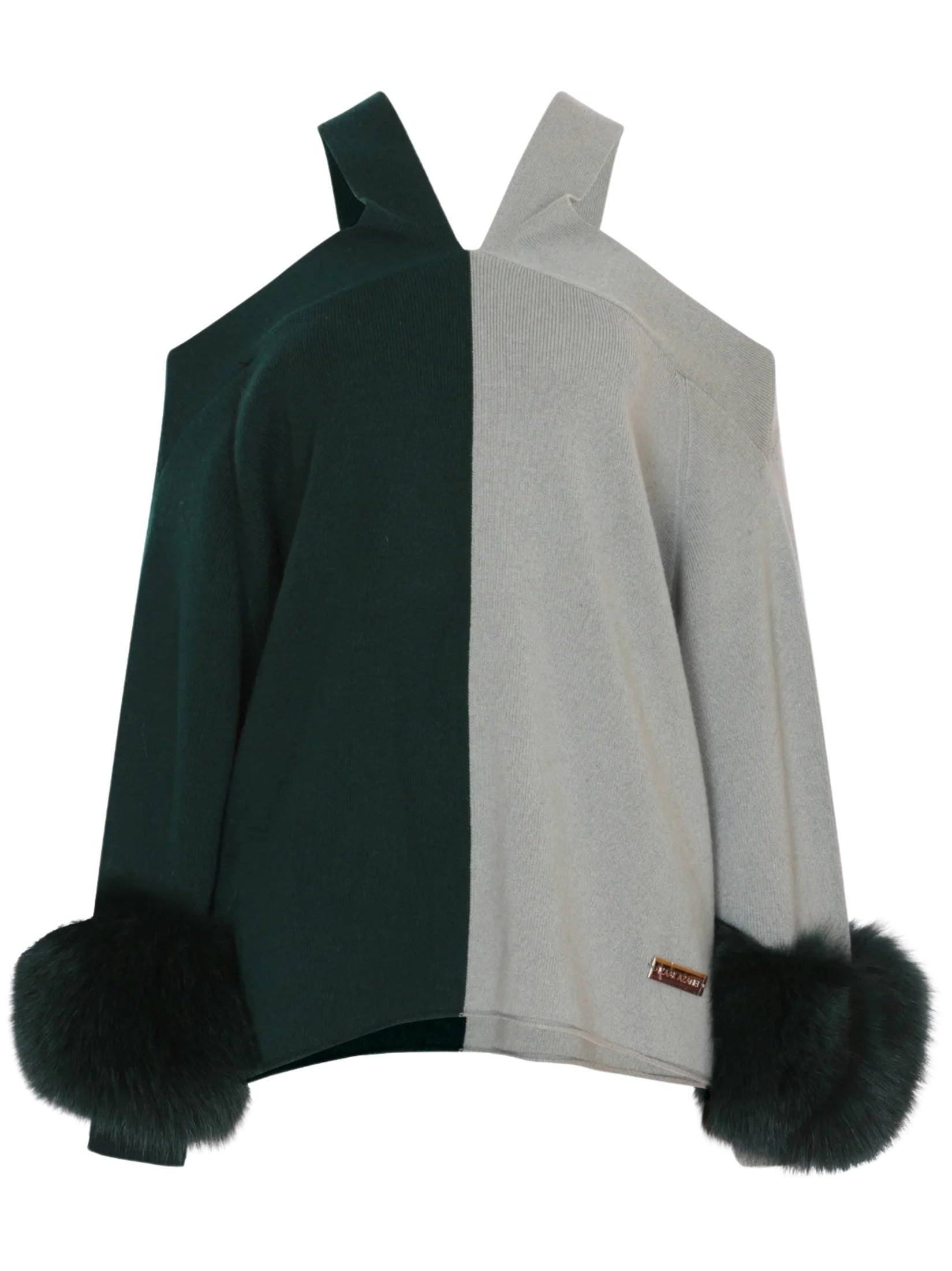 The criss cross sweater with cuffs in meadow & emerald
