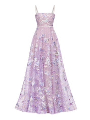 Midnight embroidered floral gown
