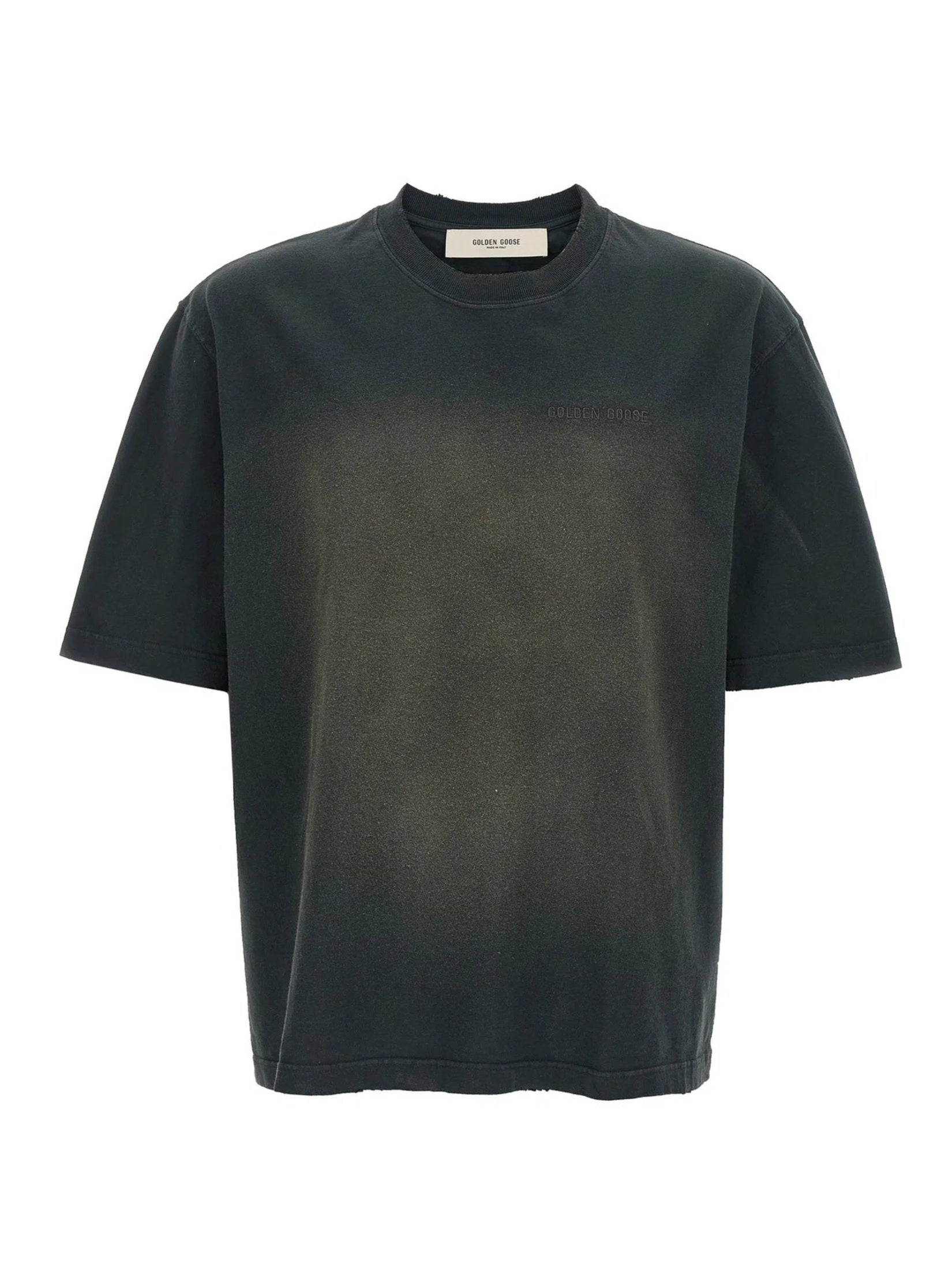Journey unisex t-shirt dyed gauze cotton jersey bleaching effect with embroidery