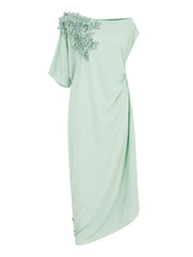 Hand embroiderd sholder  slanting short sleeves and off shoulder