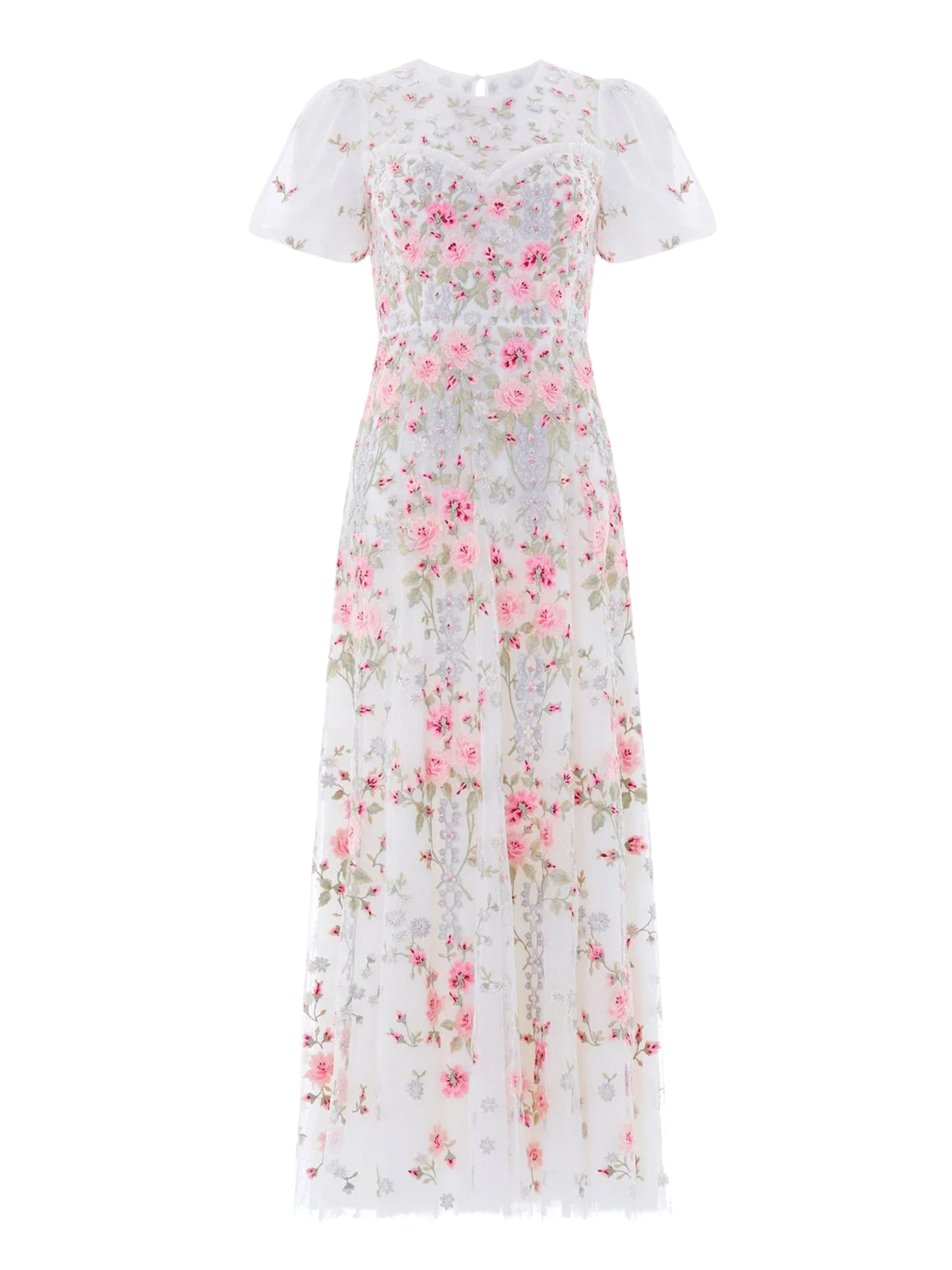 Garden rose short sleeve ankle gown