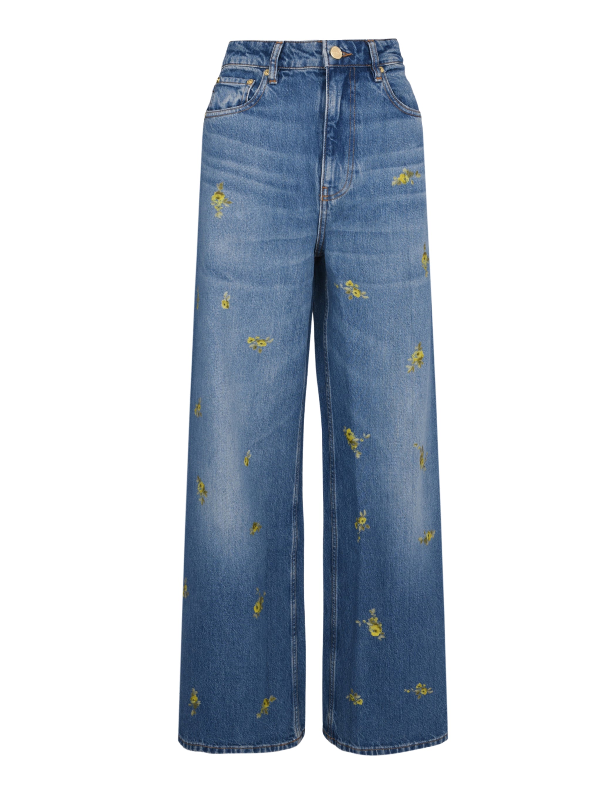 Printed flower denim lari jeans