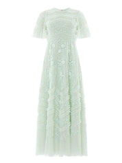 Gianna ruffle short sleeve ankle gown