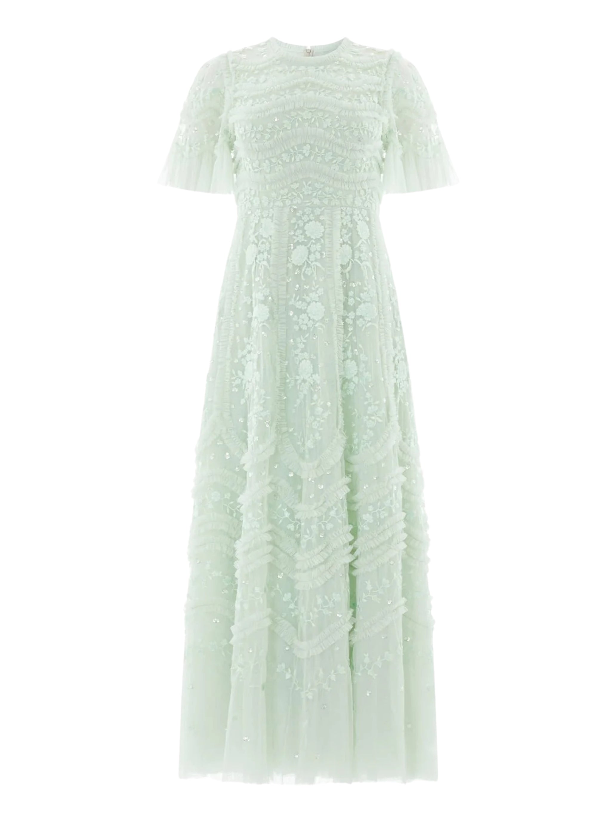 Gianna ruffle short sleeve ankle gown