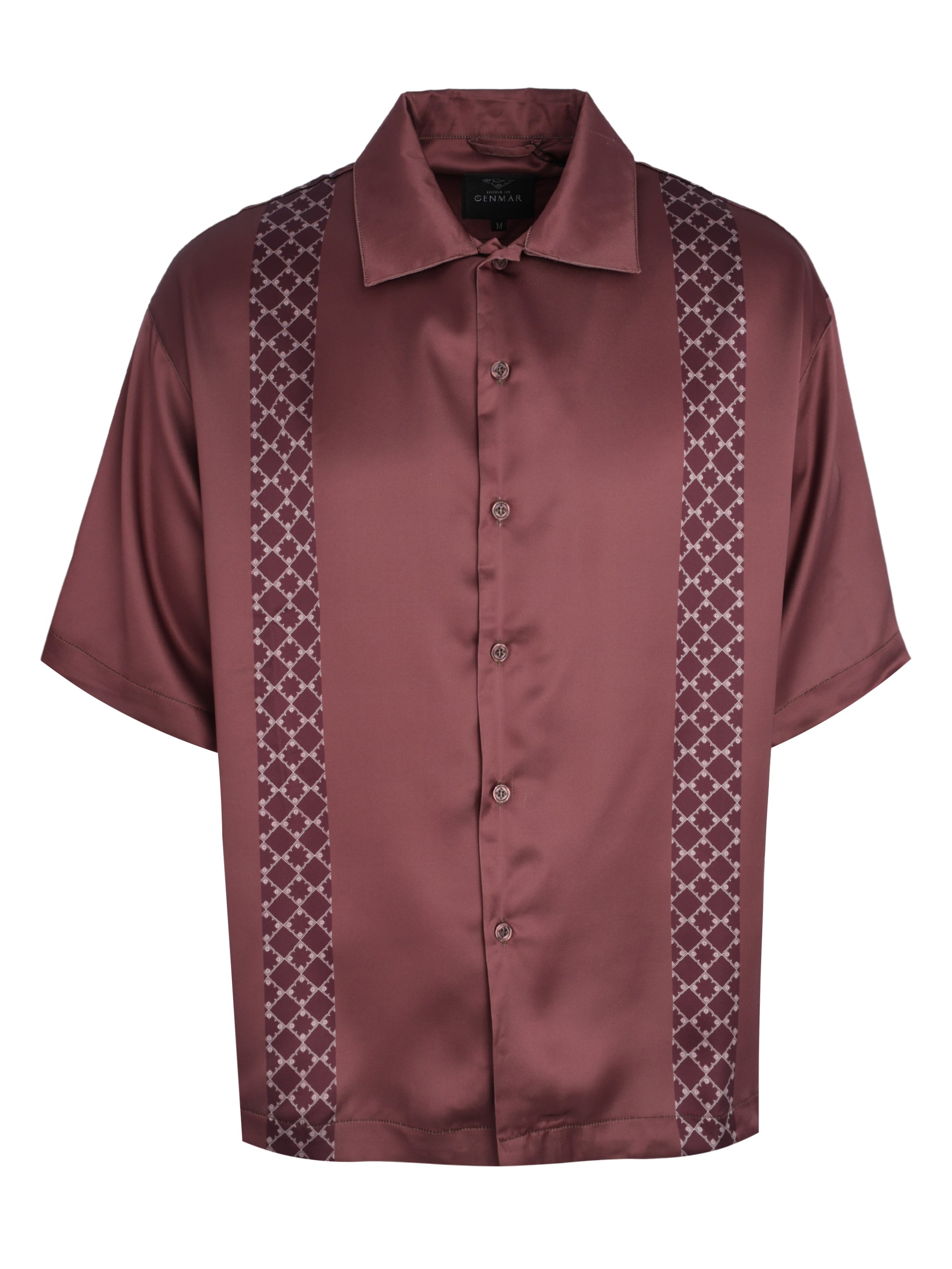 CENMAR SATIN BROWN PATTERN PRINTED SHIRT