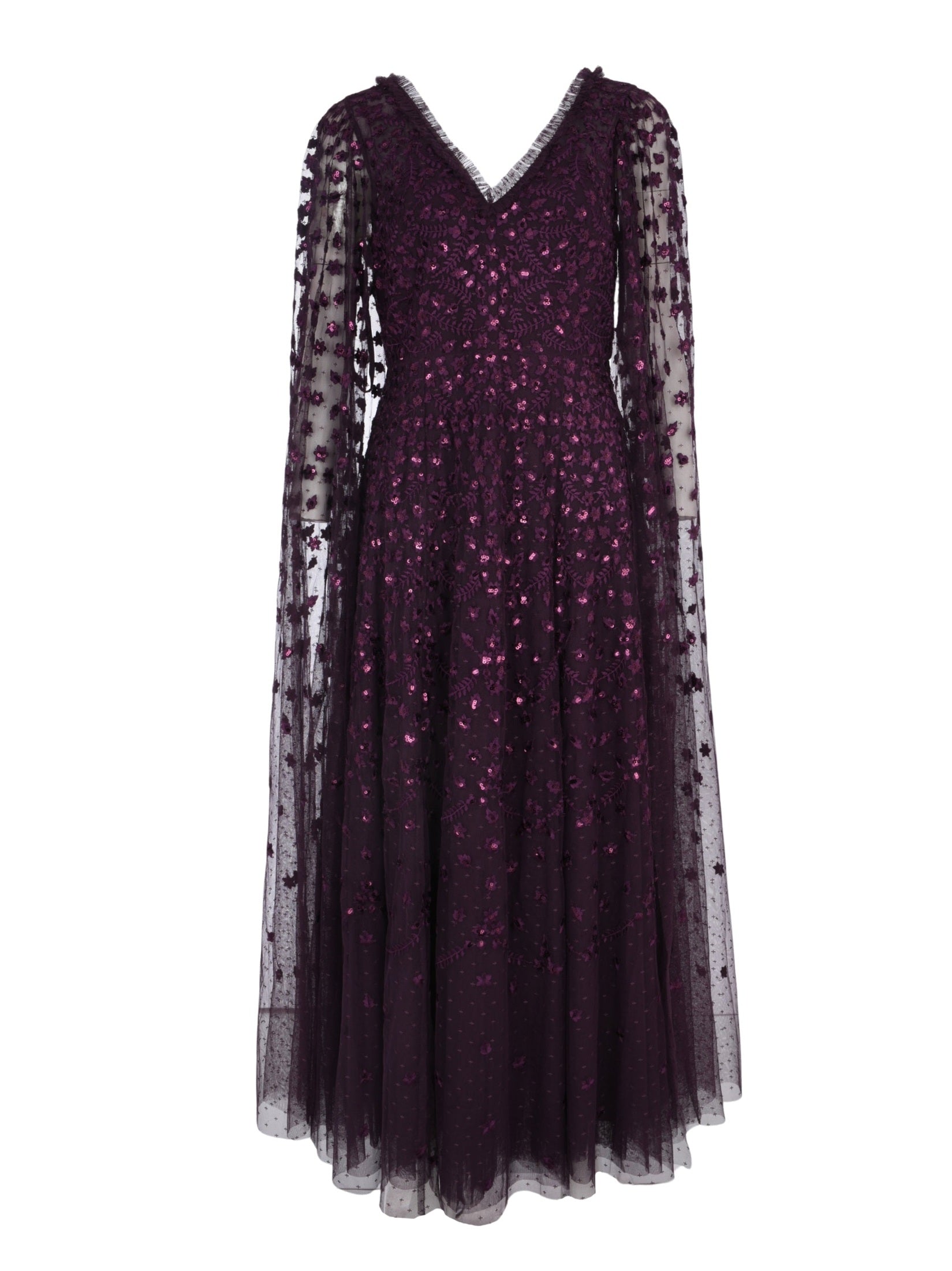 Clover cape sleeve ankle gown