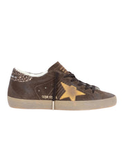 Super-star suede upper toe tongue and star glitter heel