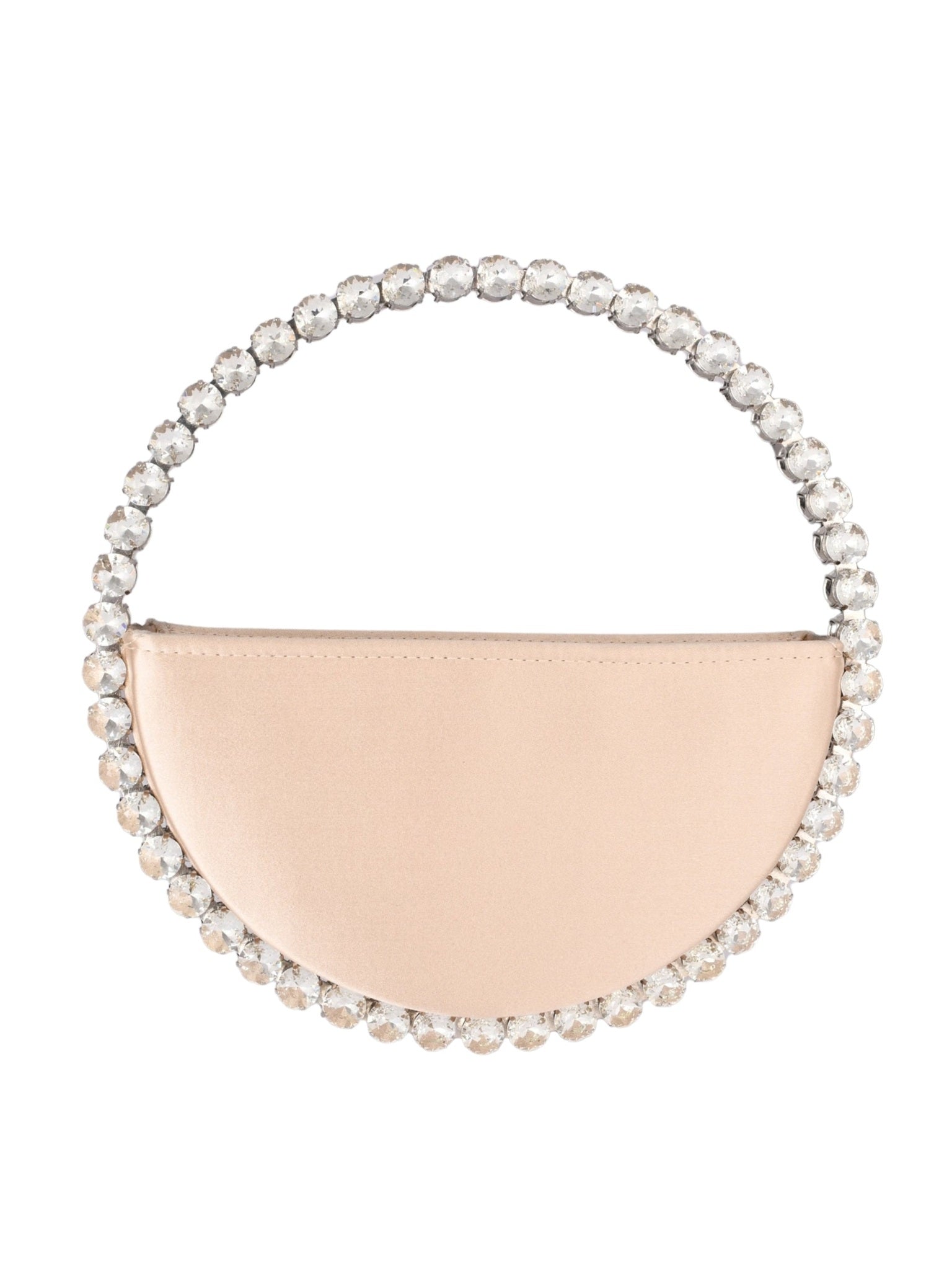 Eternity satin champagne round stone-encrusted satin clutch