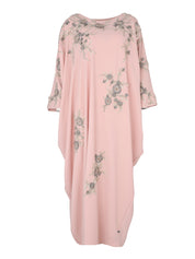 Hand embroiderd flowers -long sleeve dress-kaftan cut dress
