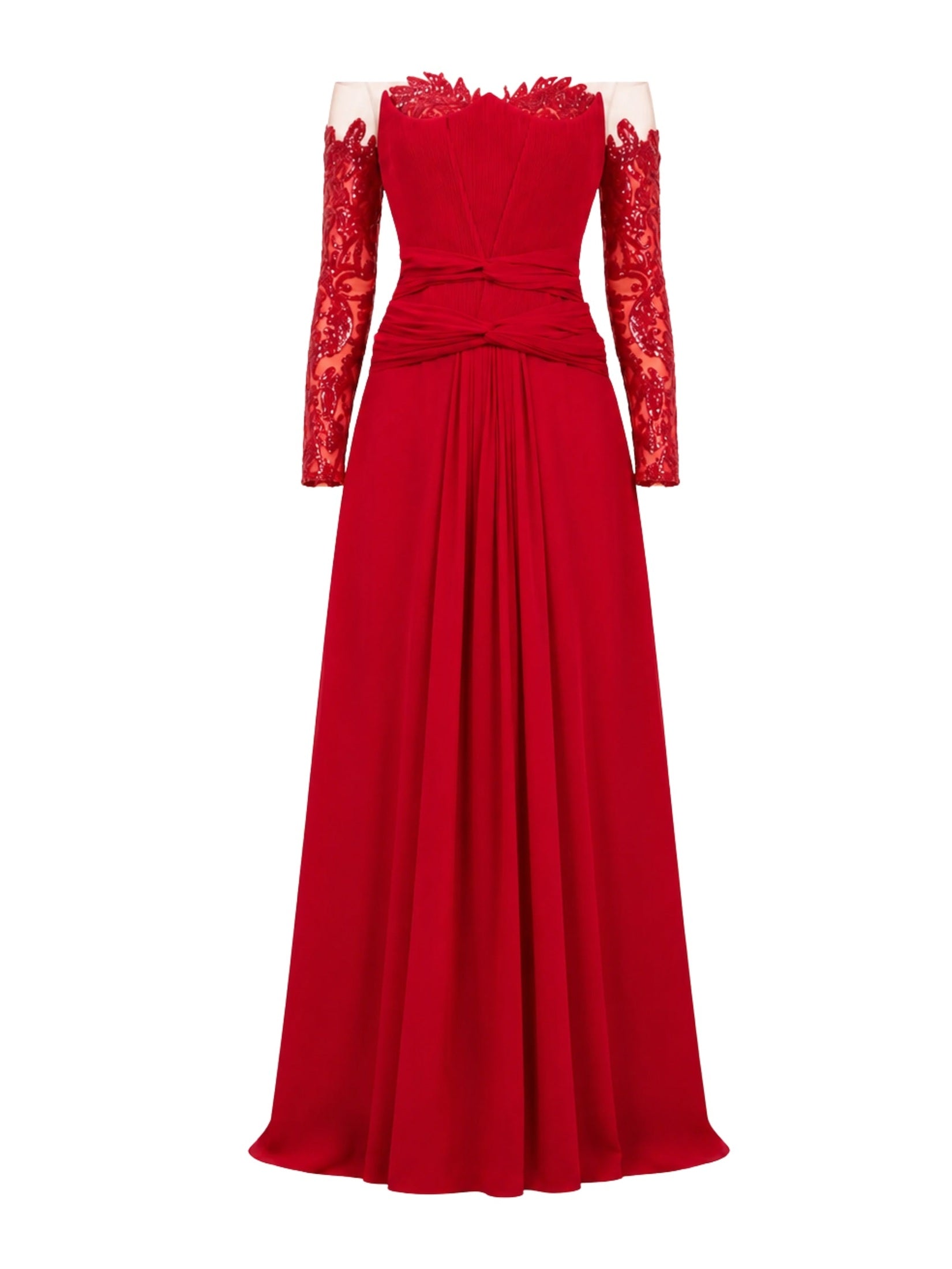 Draped off-shoulder long dress