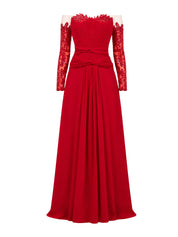 Draped off-shoulder long dress