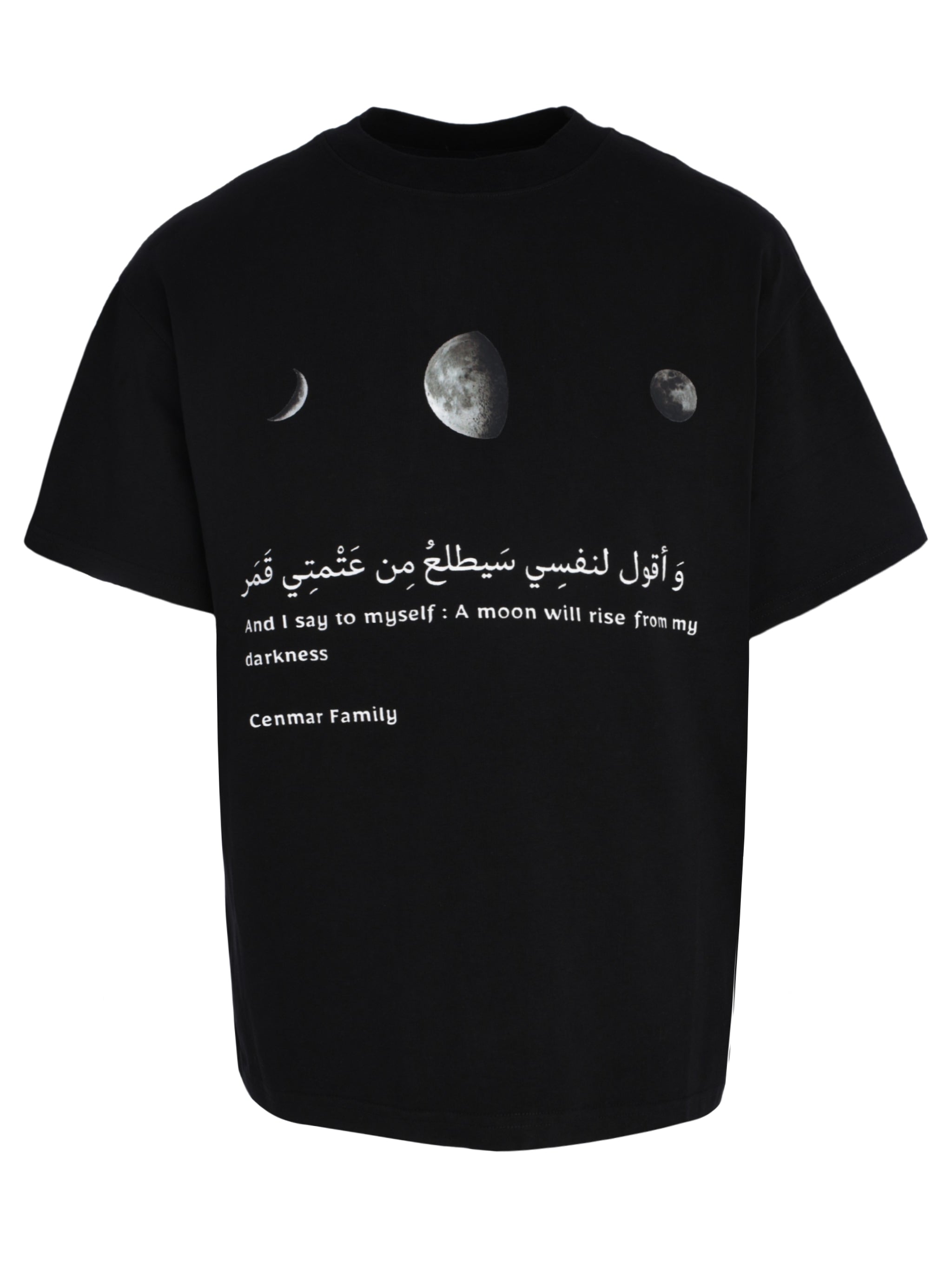 CENMAR BLACK T-SHIRT WITH A FRONT MOON PRINT