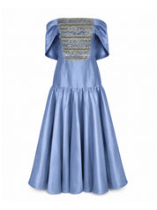 Hand embroiderd chest short sleeves off shoulder dress ballroom baloon dress
