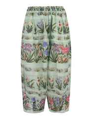 Pita organza silk print cocoon 7/8 length pant with full elastic waistband
