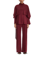 RED FLOWING LOOSE BLOUSE