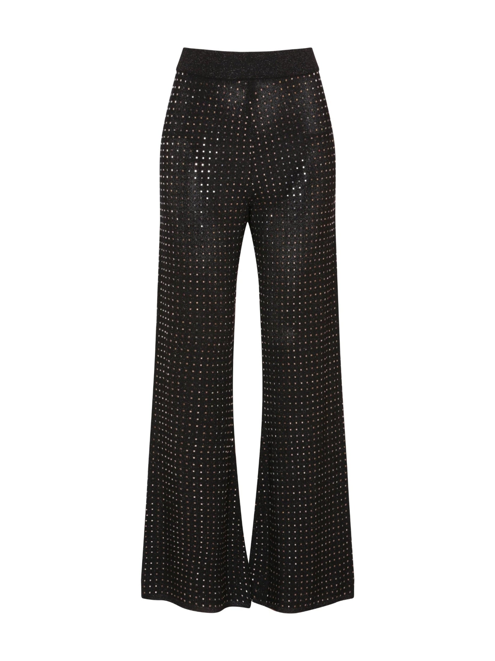 Pants with all over crystal details in black