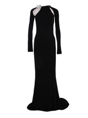 SEC SKIN CRYSTAL TIE LONG DRESS BLACK