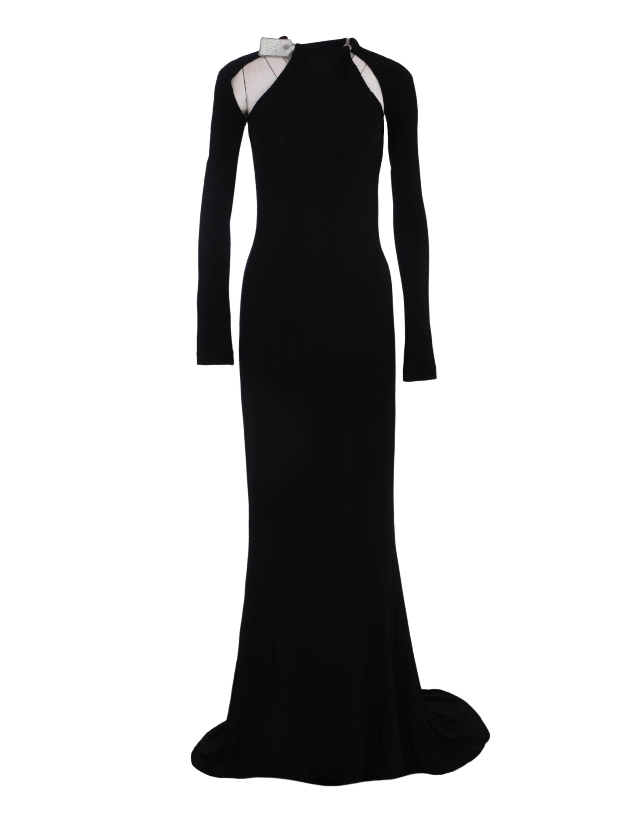 SEC SKIN CRYSTAL TIE LONG DRESS BLACK